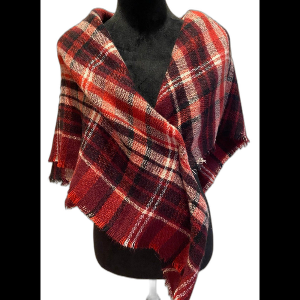 Vintage Wrap Red Plaid‎ Classic Oversized Scarf Throw Soft Stylish Versatile